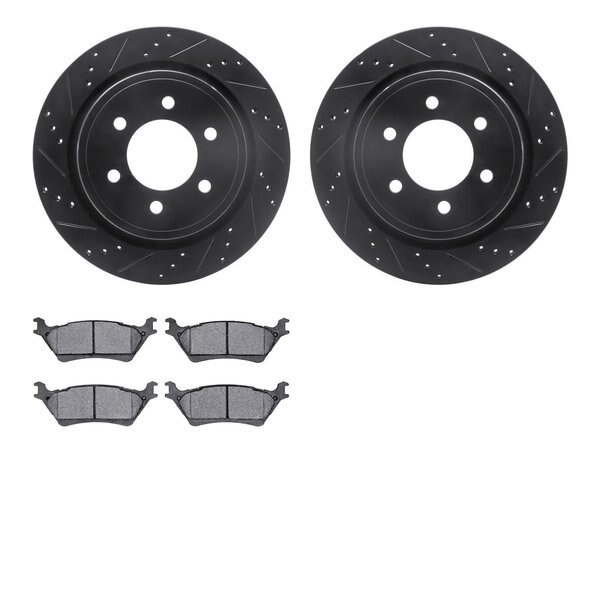 8202-54010, Rotors-Drilled and Slotted-Black with Heavy Duty Brake Pads, SilverGeospec Coated, , Dynamic Friction Co, Mfr#: 8202-54010